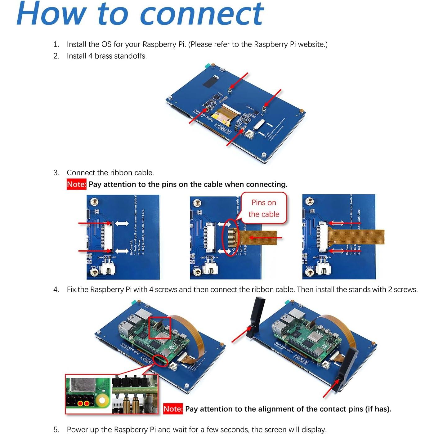 Monitor Táctil 5" FREENOVE IPS 800x480 para Raspberry Pi