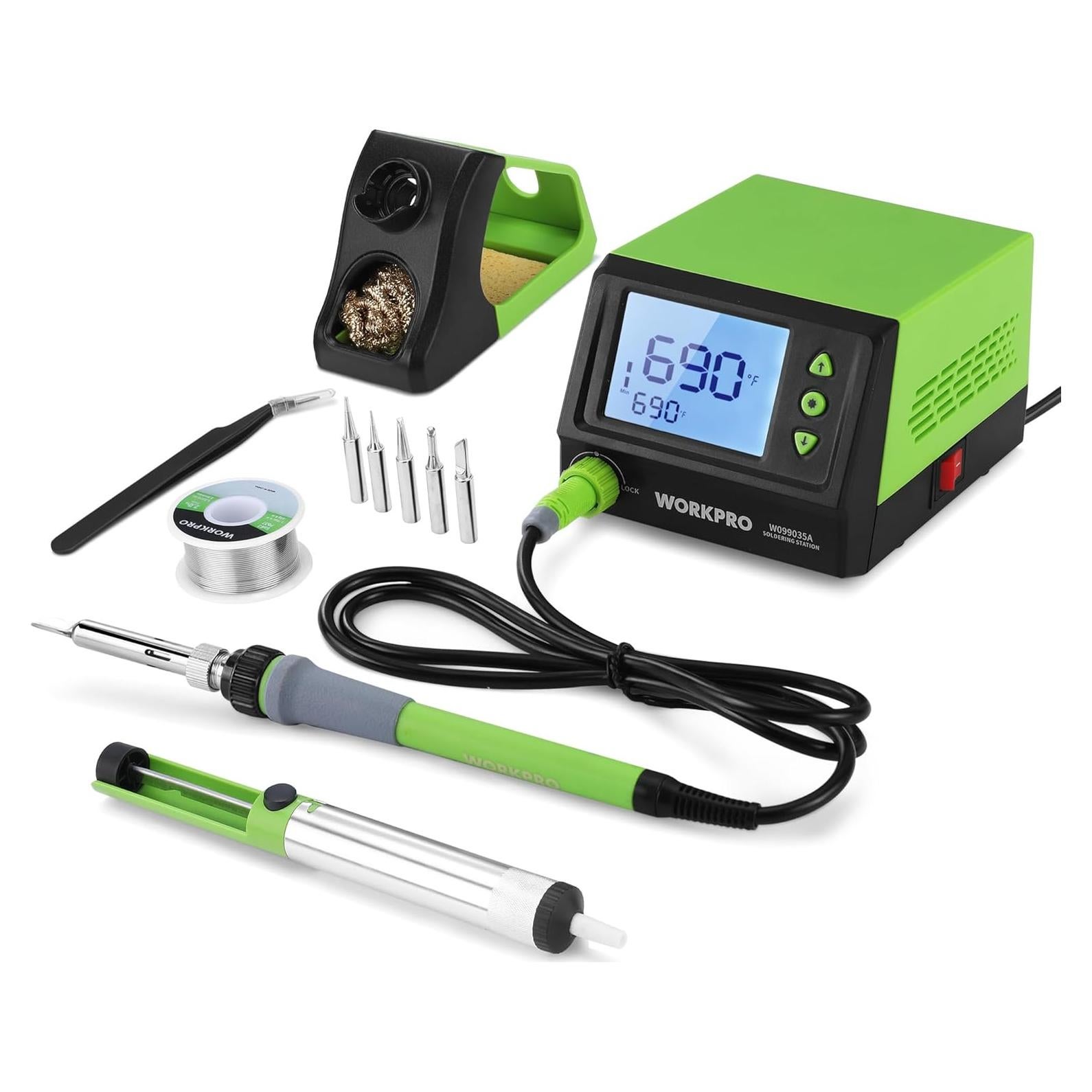 Estación de Soldadura WORKPRO 60W Pantalla Digital 5 Puntas
