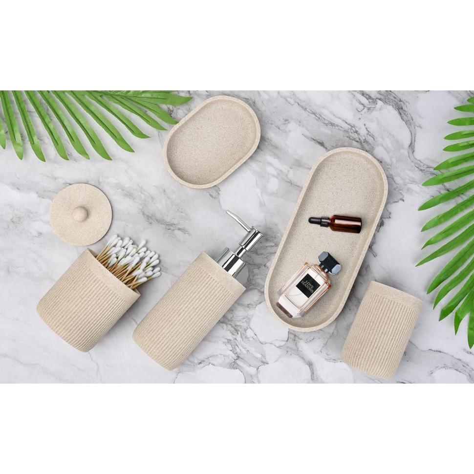 Juego de Accesorios de Baño 5 Piezas Deobath Beige
