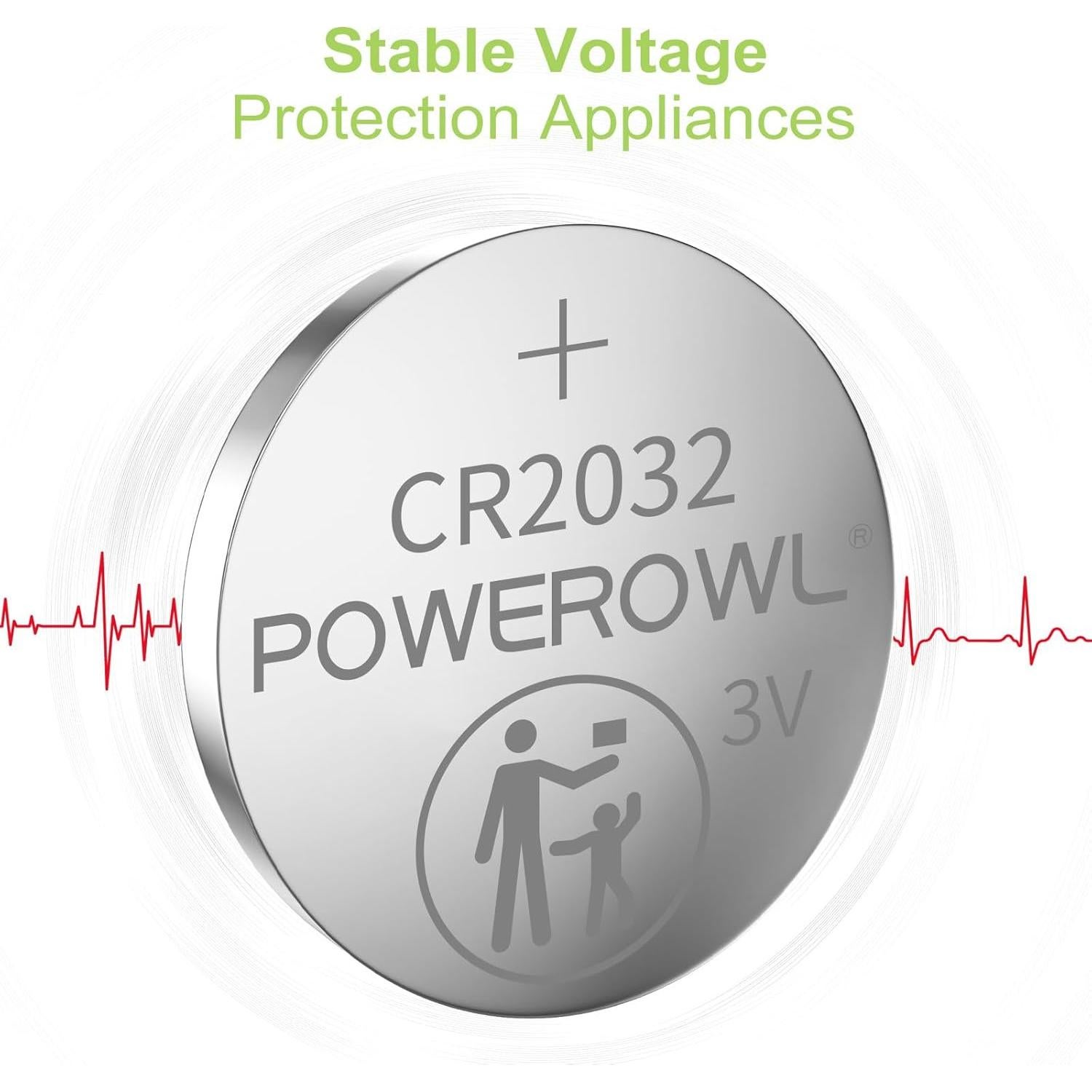 Baterías CR2032 POWEROWL 20 Piezas 3V Larga Duración