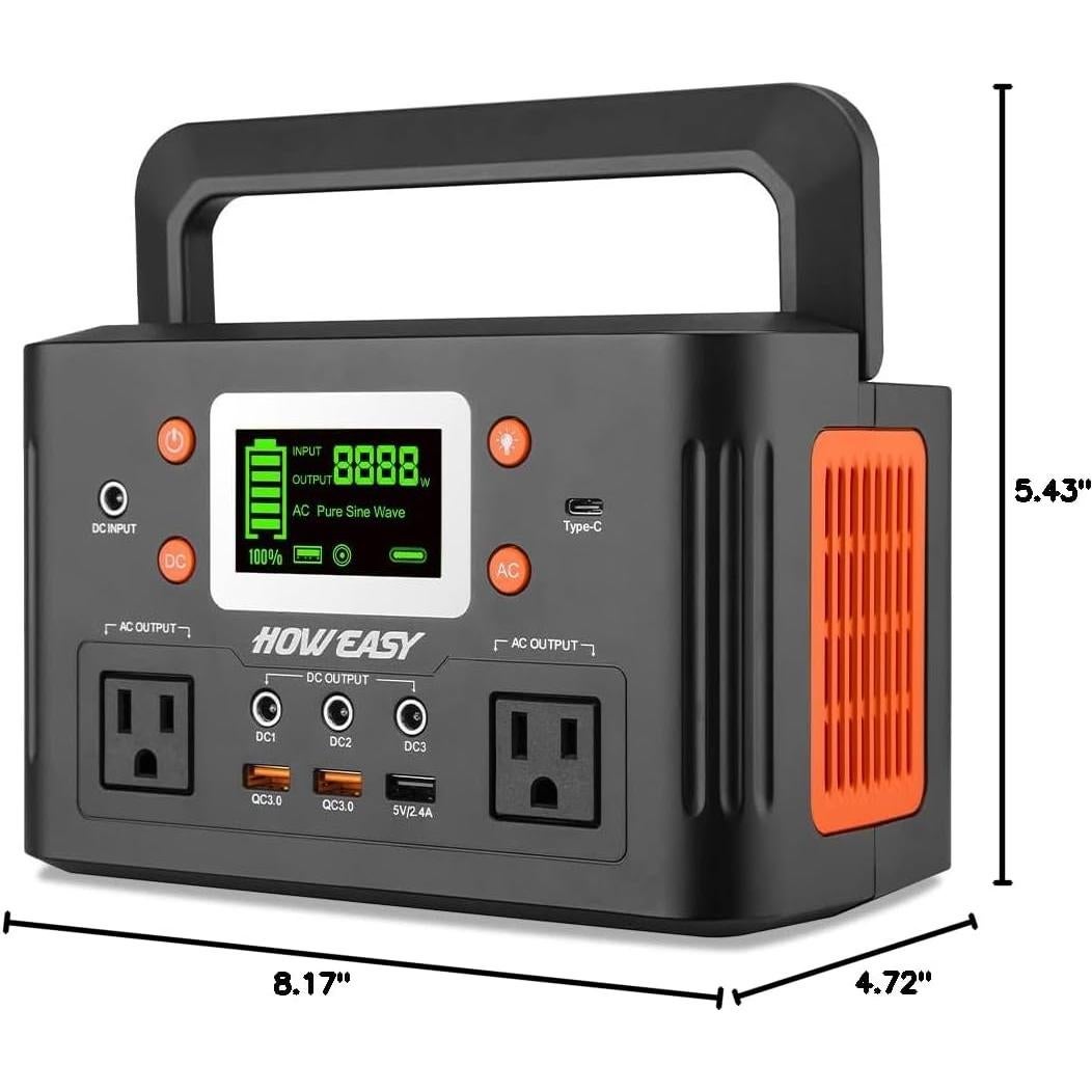 HOWEASY 260W Portable Power Station.178Wh Solar Generator(Solar Panel Not Included) with 2 110V/260W AC Power Socket Backup Power Supply, Suitable for CPAP, Outdoor Camping Travel Home Emergency