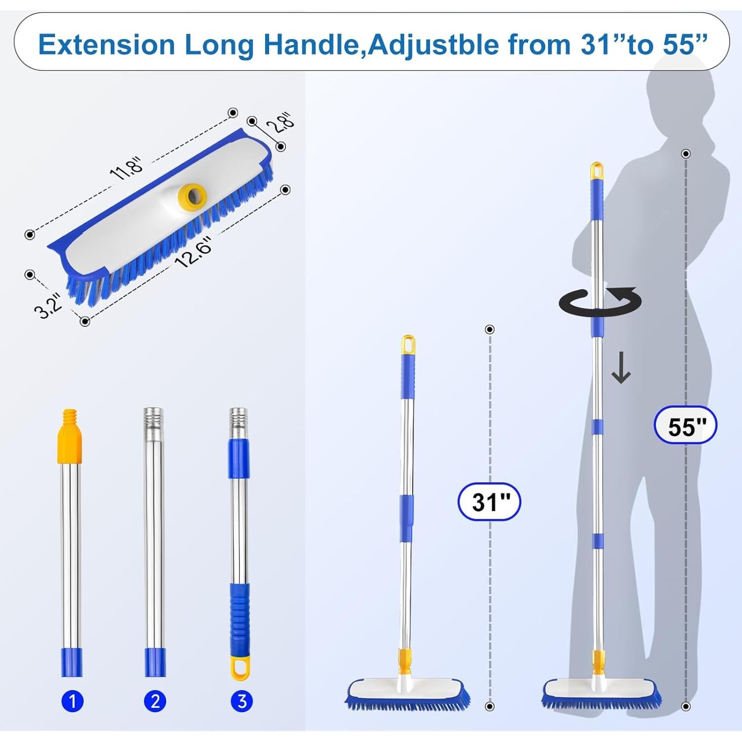 Cepillo de Suelo ITTAR 30 cm Mango Largo Ajustable 2 en 1