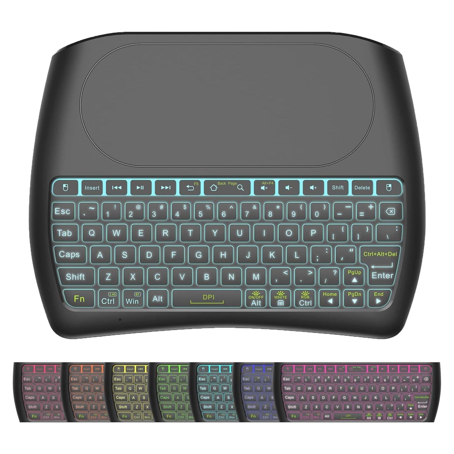 Mini Teclado Bluetooth D8 Inalámbrico con Touchpad Retroiluminado