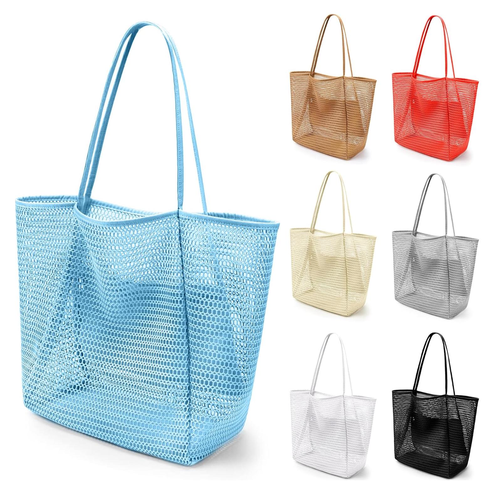 Bolsa de Playa de Malla VOROLO para Mujeres - Azul Cielo