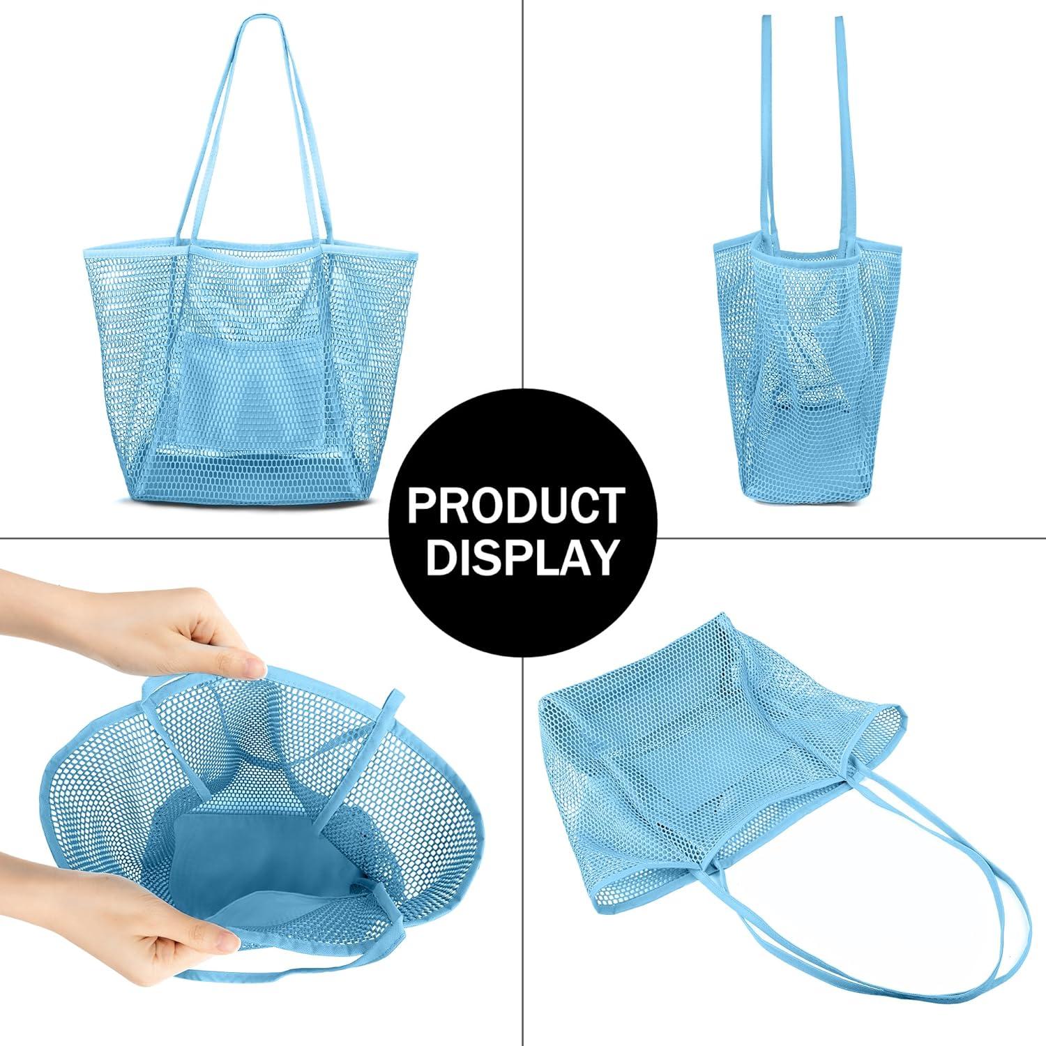 Bolsa de Playa de Malla VOROLO para Mujeres - Azul Cielo