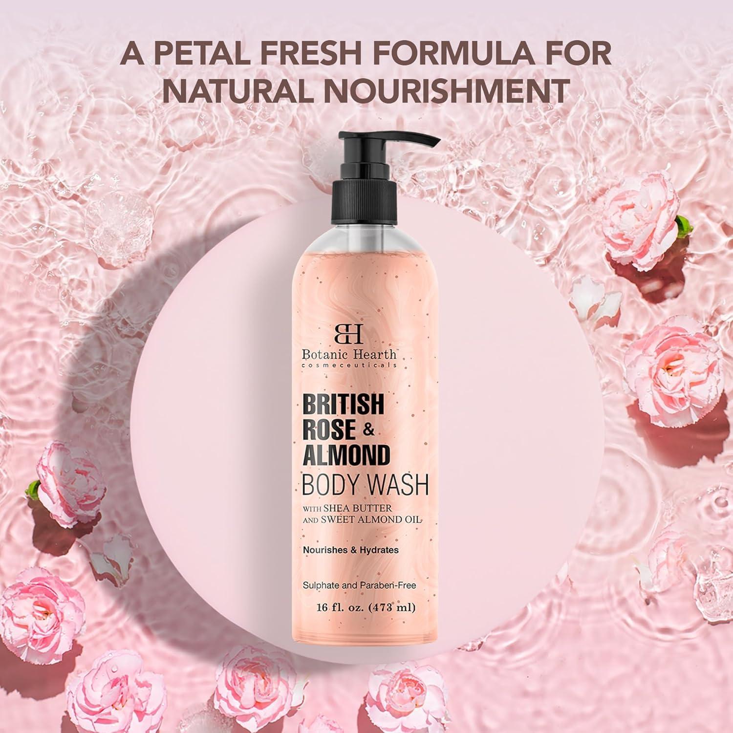 Gel de Ducha Botanic Hearth 473 ml Rosa Británica y Almendra