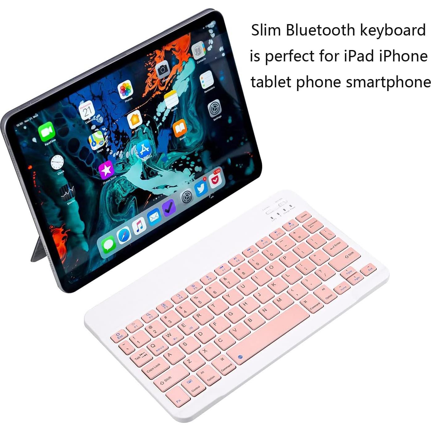 Teclado Bluetooth Xukinroy Mini 10" Rosa Inalámbrico