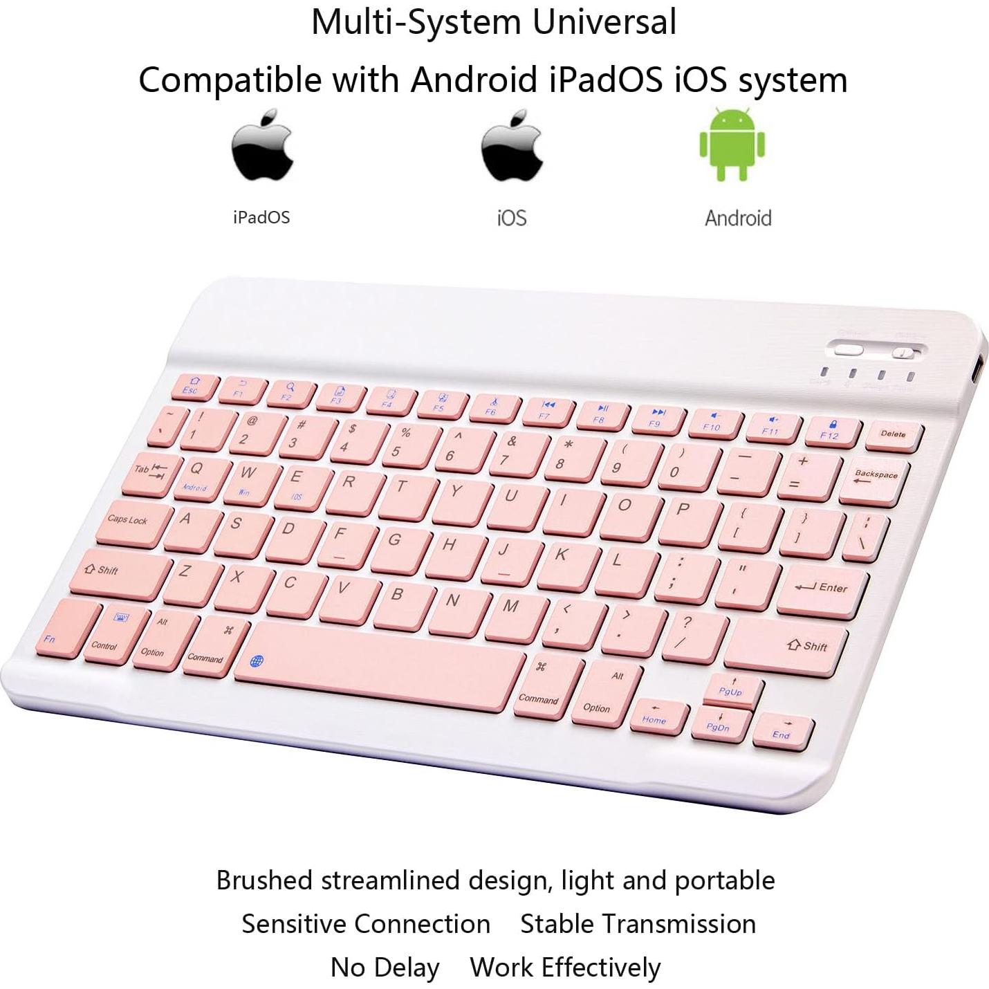 Teclado Bluetooth Xukinroy Mini 10" Rosa Inalámbrico