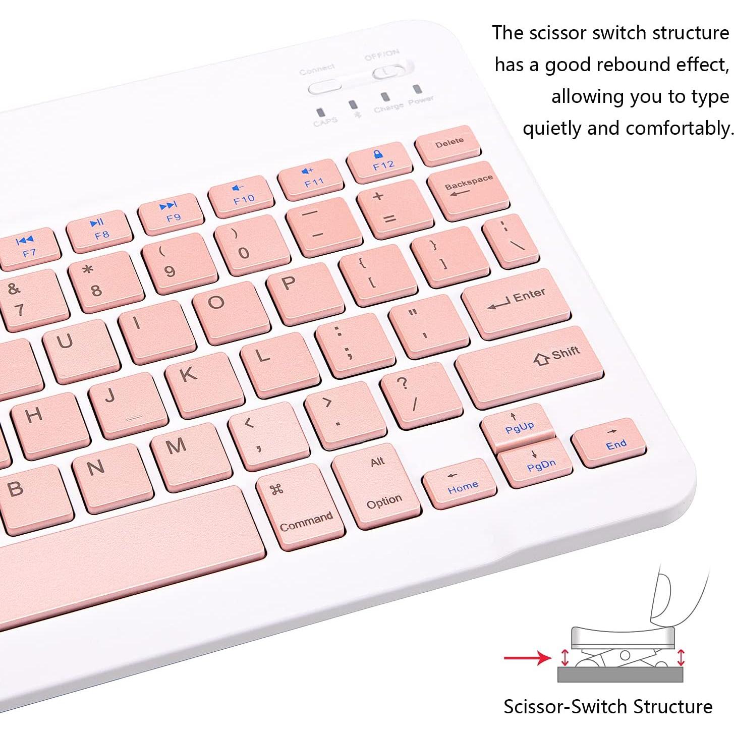 Teclado Bluetooth Xukinroy Mini 10" Rosa Inalámbrico