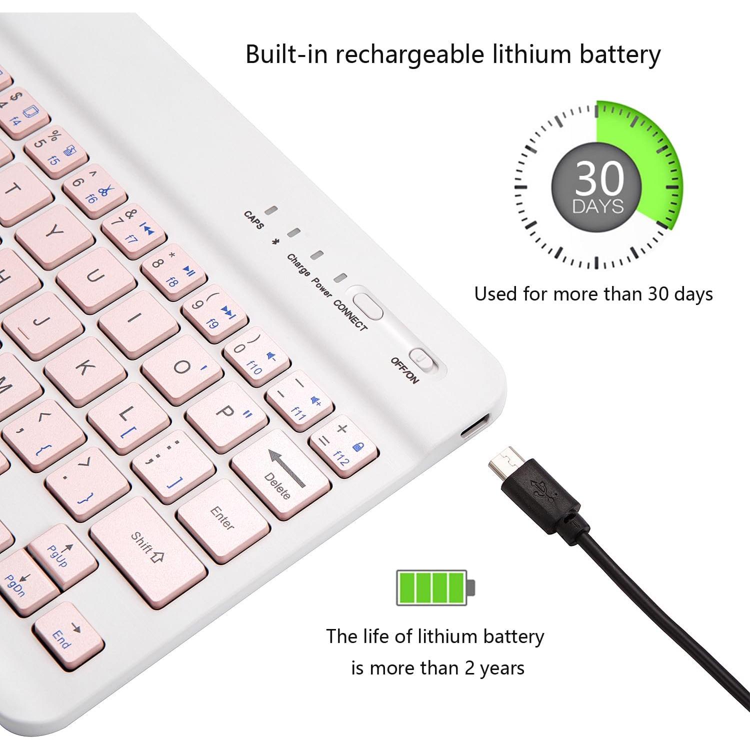 Teclado Bluetooth Xukinroy Mini 10" Rosa Inalámbrico