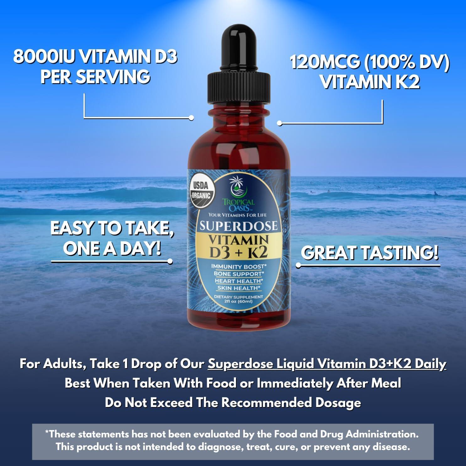 Gotas Líquidas de Vitamina D3 K2 Orgánica Tropical Oasis 59.15 ml