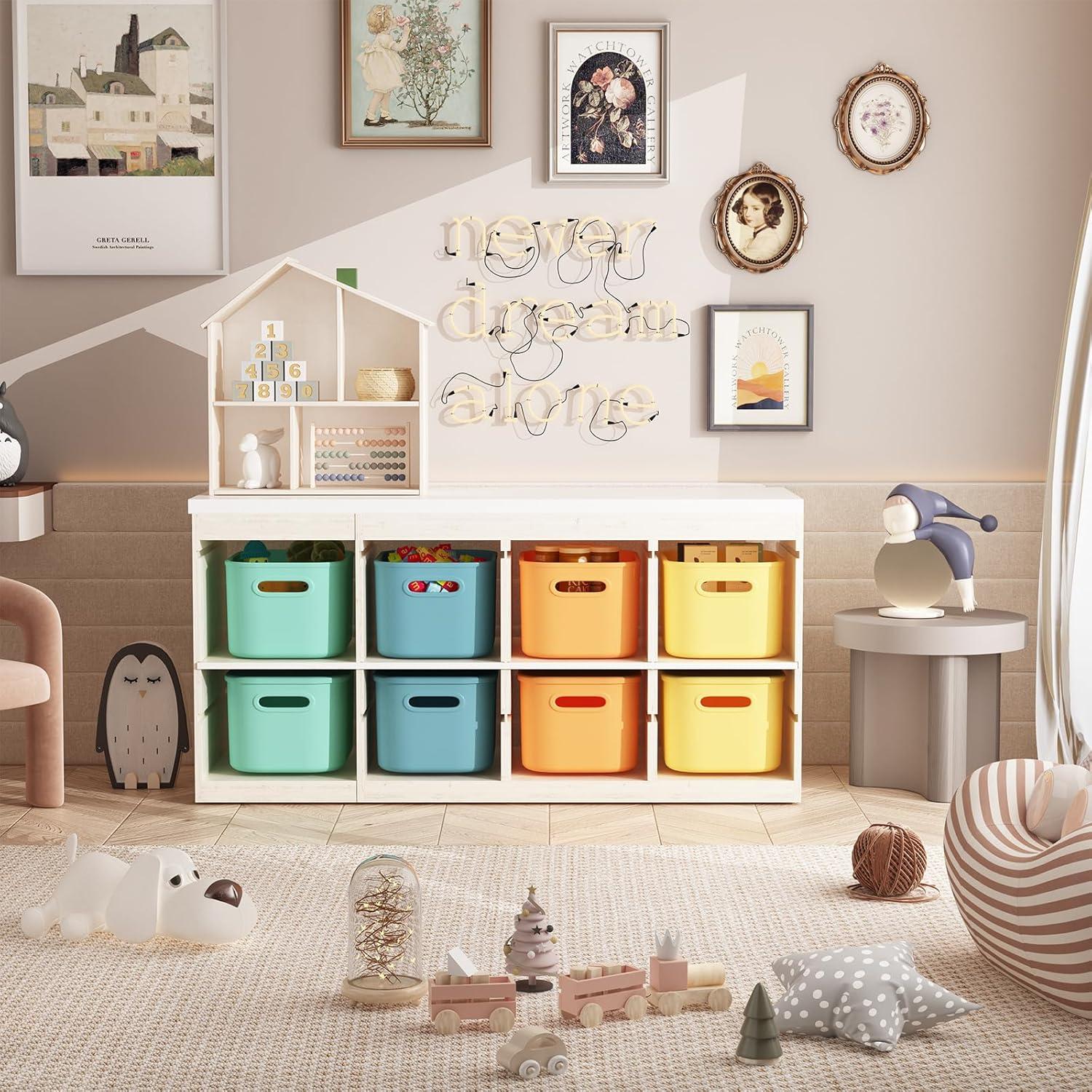 Cajas de Almacenamiento Coloridas BOBIBOSS - Paquete de 8, 24.6x17x14.5 cm