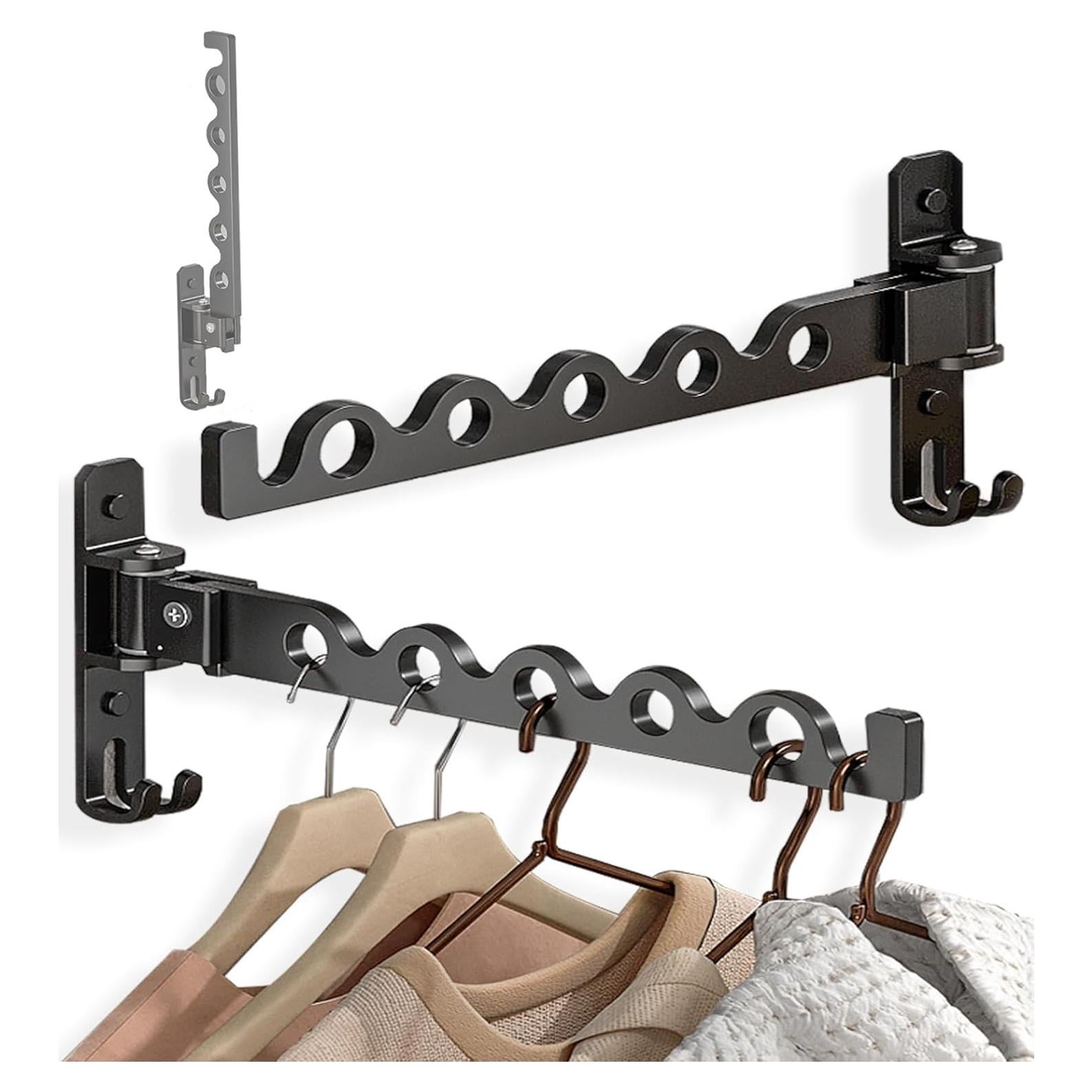 Perchero de Pared Dr.DJ Negro Mate 2 Ganchos Ahorra Espacio