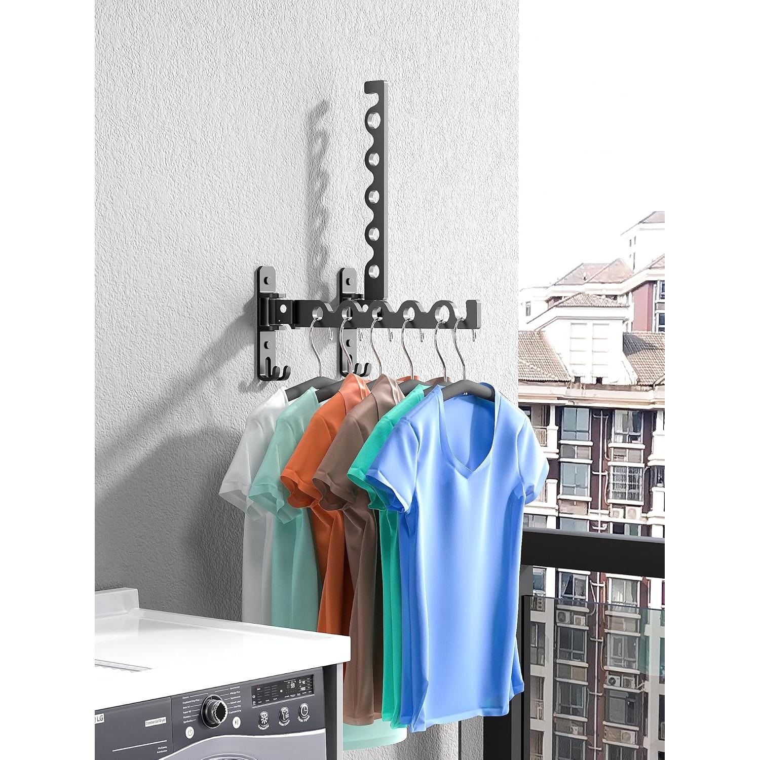 Perchero de Pared Dr.DJ Negro Mate 2 Ganchos Ahorra Espacio