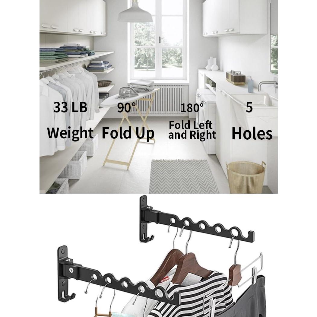 Perchero de Pared Dr.DJ Negro Mate 2 Ganchos Ahorra Espacio