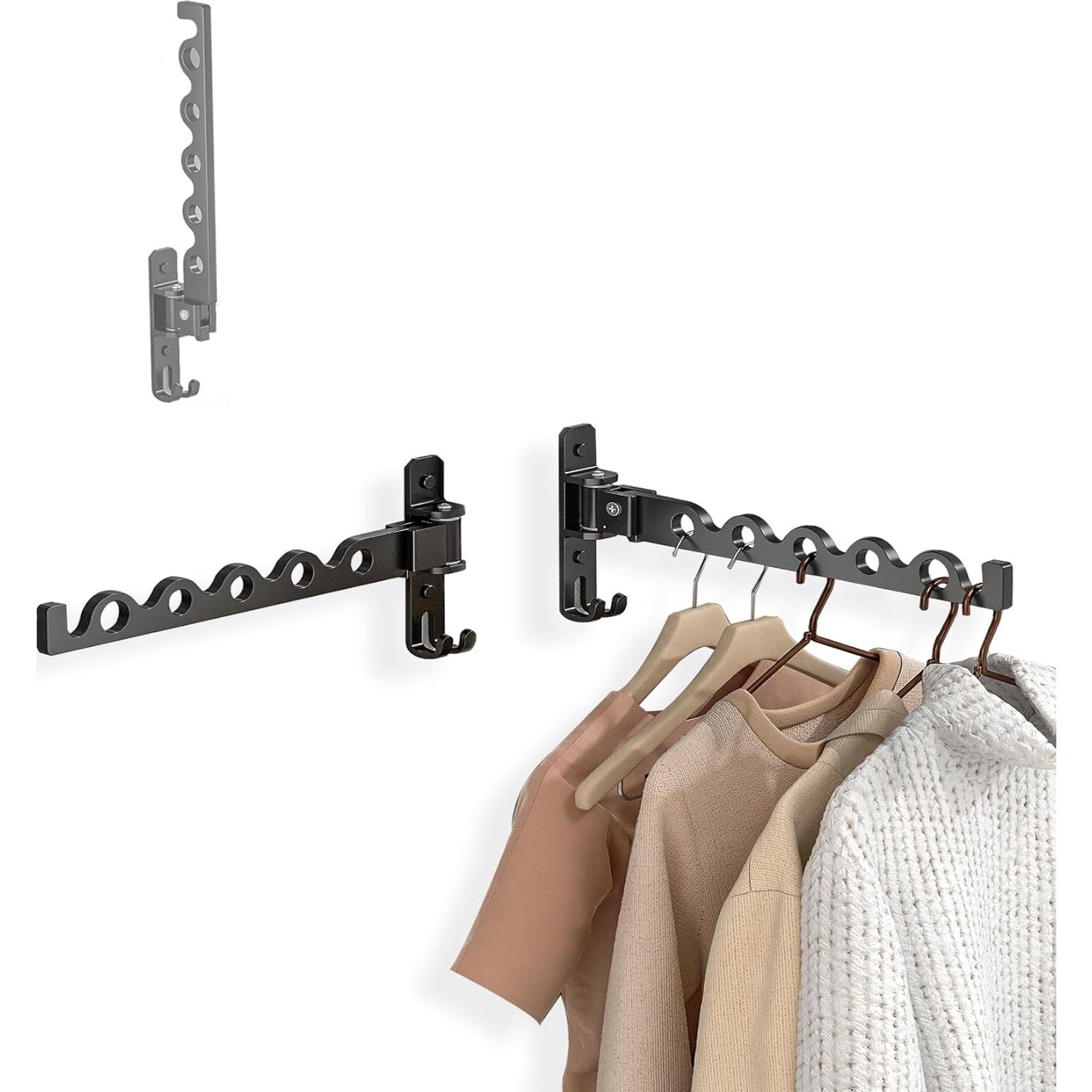 Perchero de Pared Dr.DJ Negro Mate 2 Ganchos Ahorra Espacio