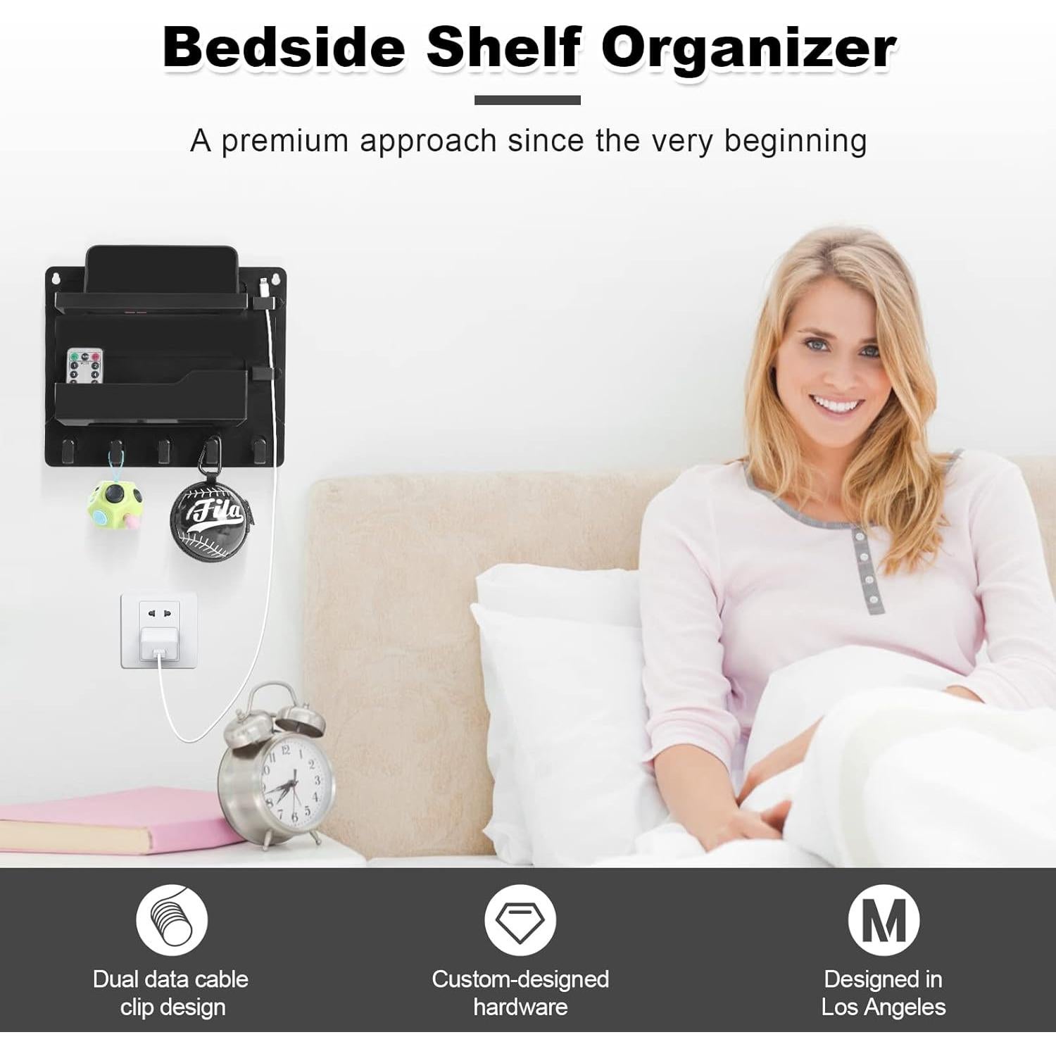 Organizador de Estante de Pared JUMEIHUI Negro 25.9x22.4cm