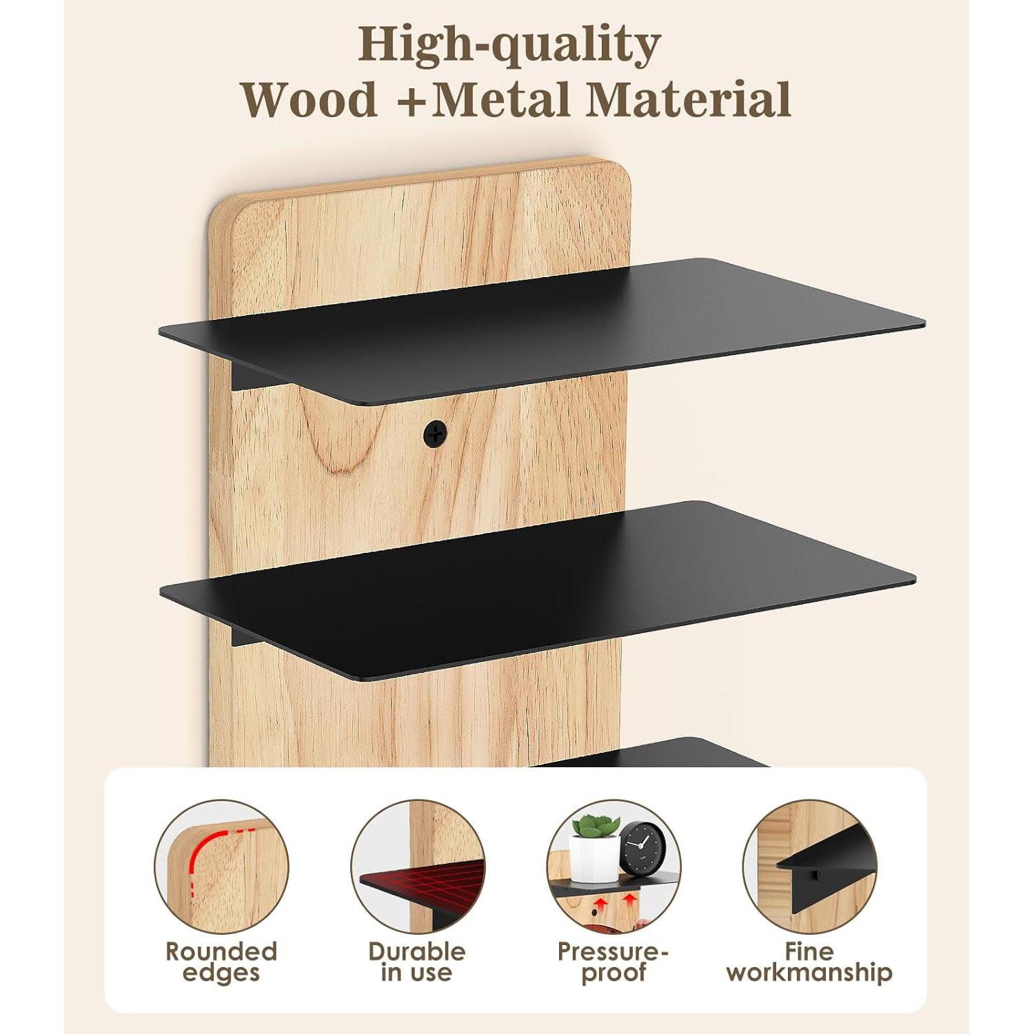 Organizador de Gafas MoKo de Madera Rústica 6 Niveles con Ganchos