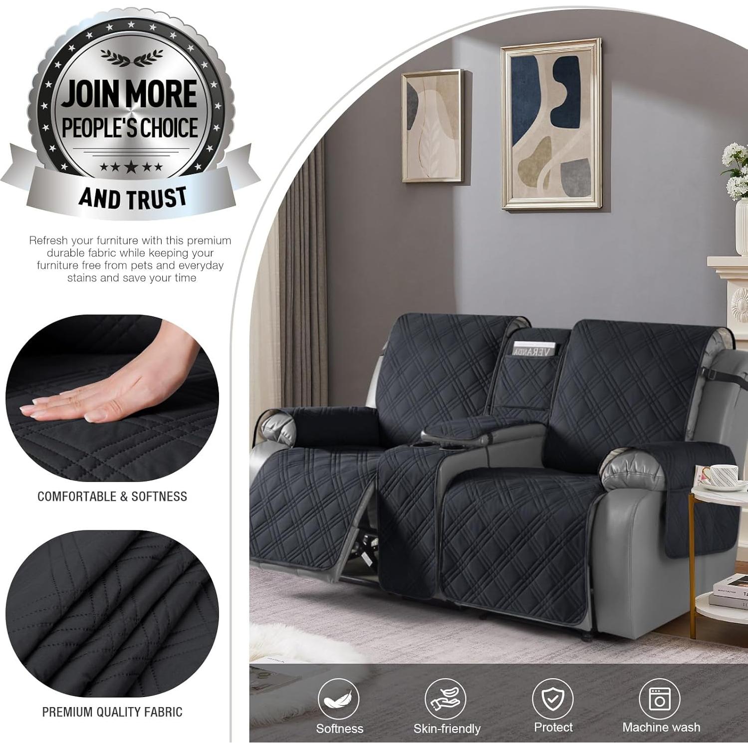 Funda Impermeable TAOCOCO para Loveseat Recliner 2 Asientos Negro