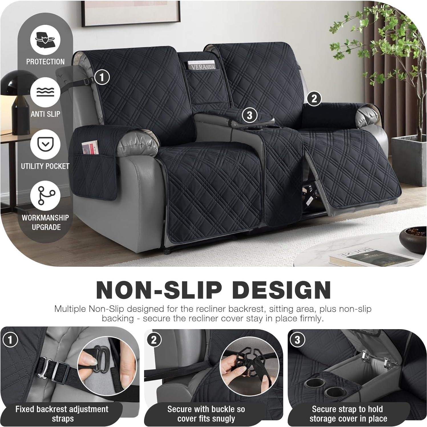 Funda Impermeable TAOCOCO para Loveseat Recliner 2 Asientos Negro