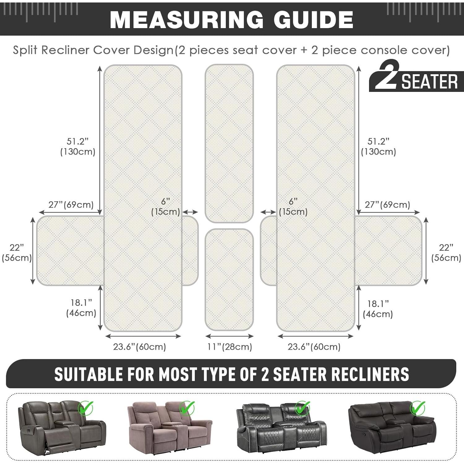 Funda Impermeable TAOCOCO para Loveseat Recliner 2 Asientos Negro