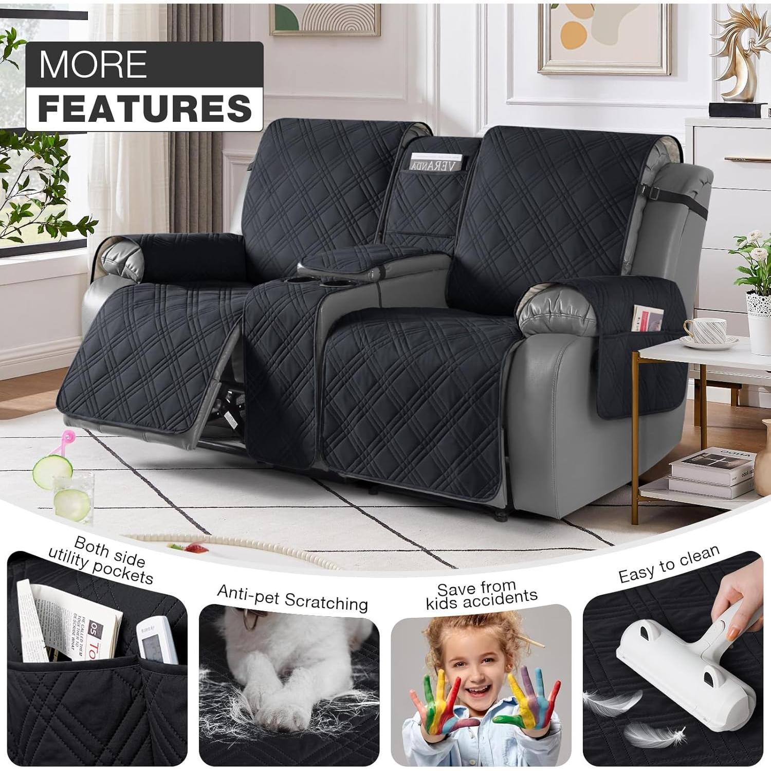 Funda Impermeable TAOCOCO para Loveseat Recliner 2 Asientos Negro