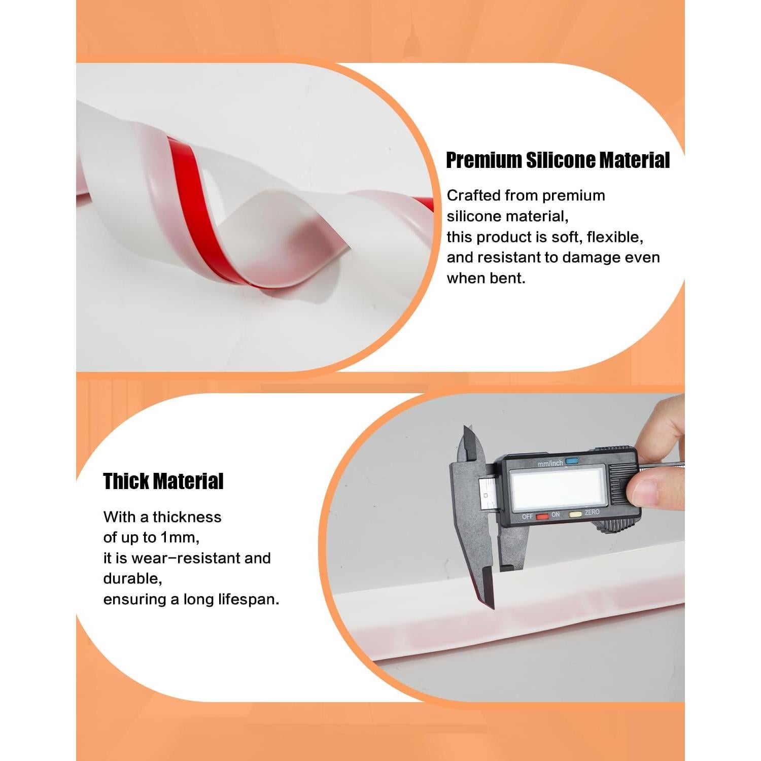 Tira de Sello de Silicona Orgthin 10 pies Aislamiento Blanco