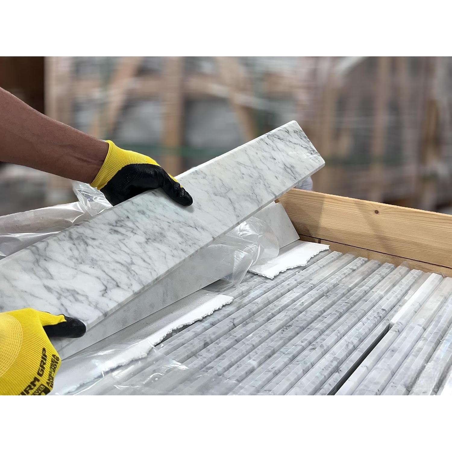 Umbral de Ducha de Mármol Carrara Blanco 152.4x15.24 cm