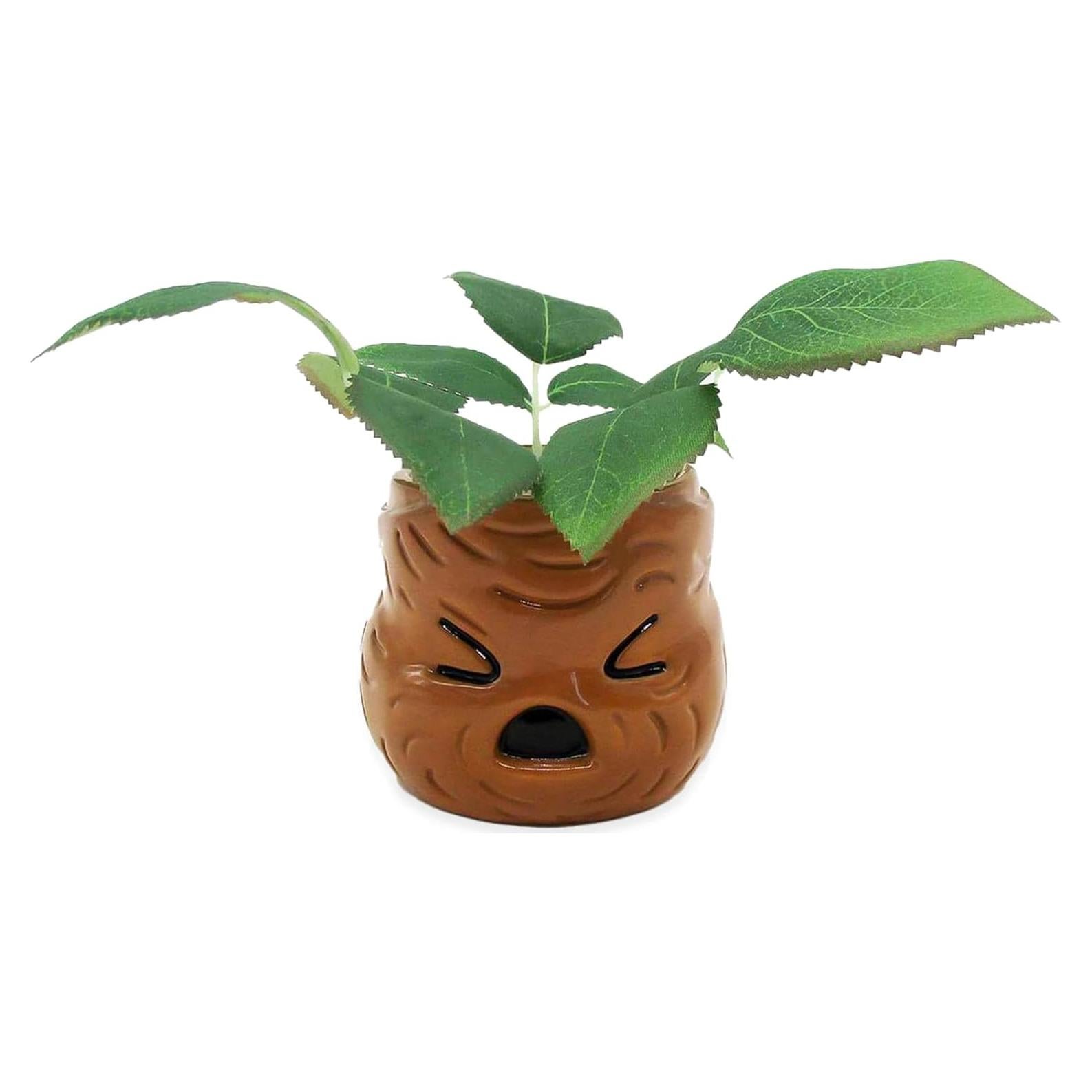 Macetero Cara de Mandrágora Silver Buffalo con Planta Artificial