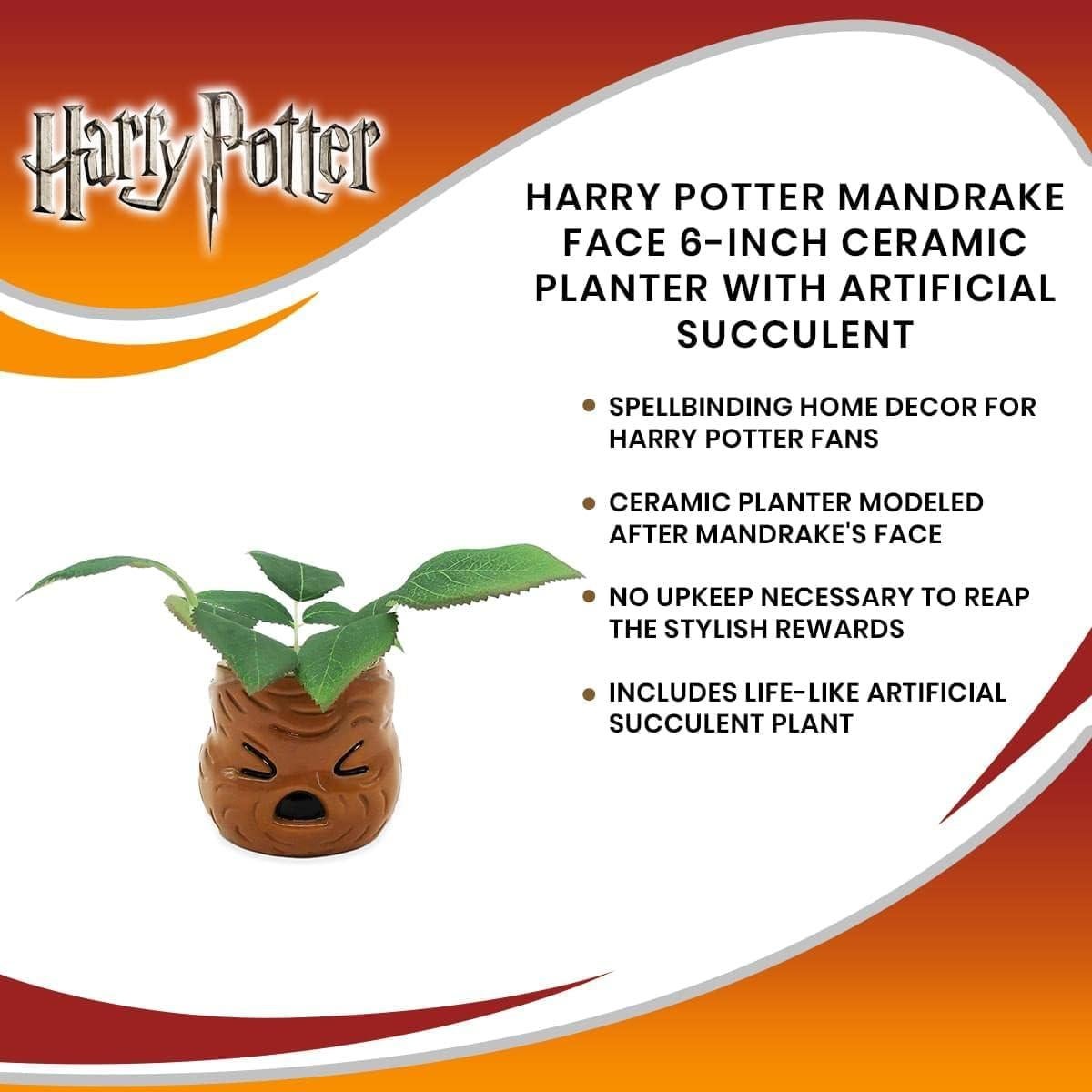 Macetero Cara de Mandrágora Silver Buffalo con Planta Artificial