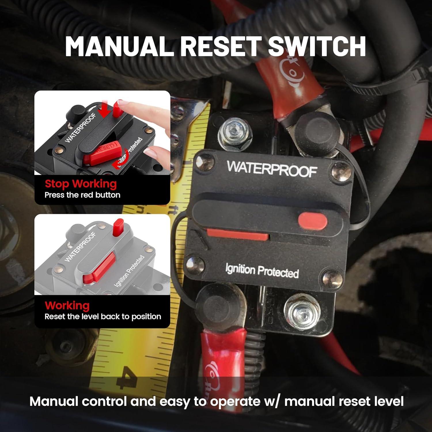 Disyuntor Manual 80A RED WOLF para Barco y ATV 12V-48V