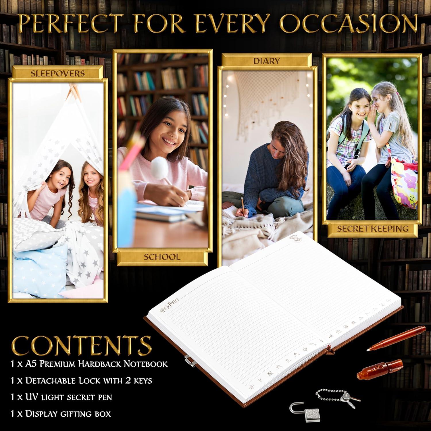 Diario Secreto Harry Potter Cerda con Cerradura y Tinta Invisible