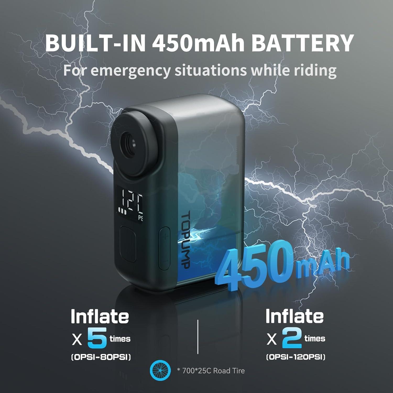 Mini bomba de aire TOPUMP TB2PRO 120 PSI con manómetro