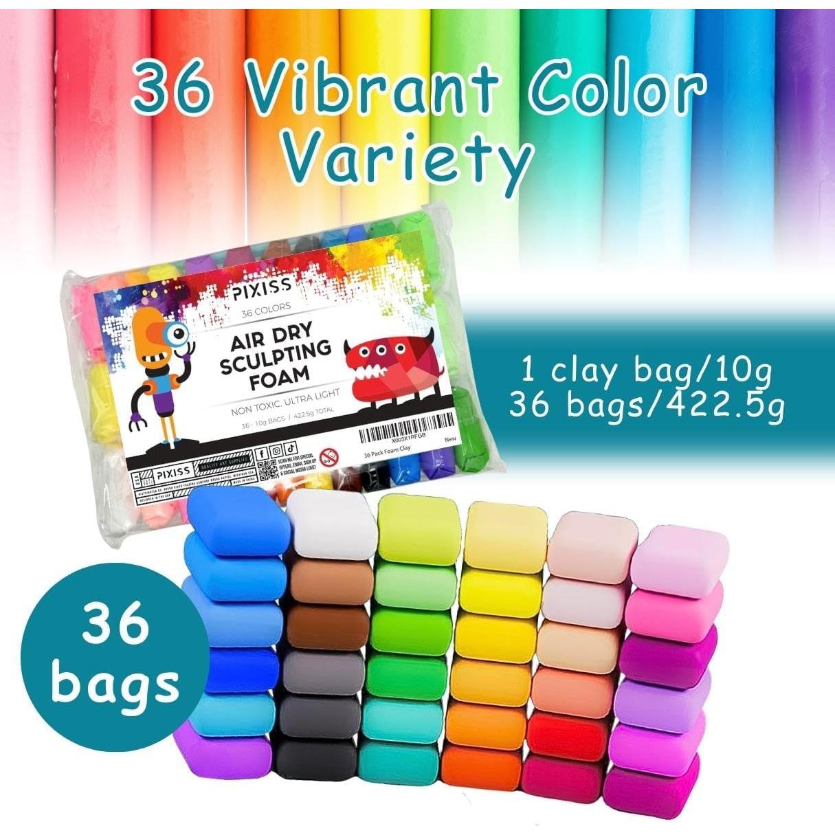 Set de 36 colores de arcilla de espuma - Pixiss 300g