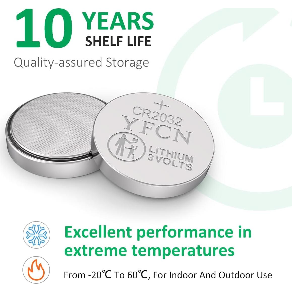 Batería CR2032 3V YFCN Paquete de 5 Baterías de Litio