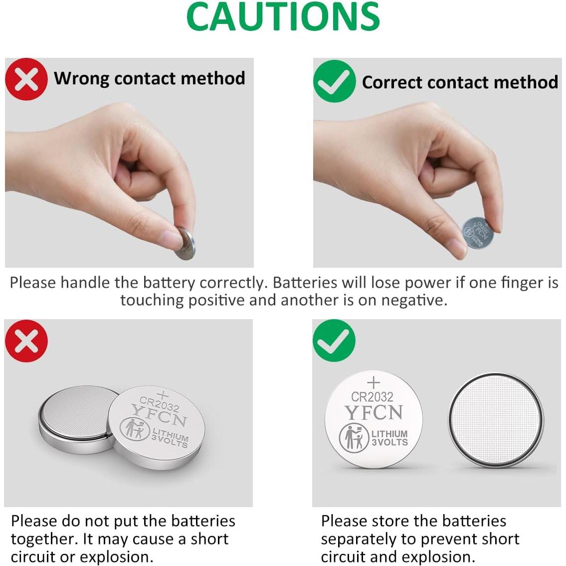 Batería CR2032 3V YFCN Paquete de 5 Baterías de Litio