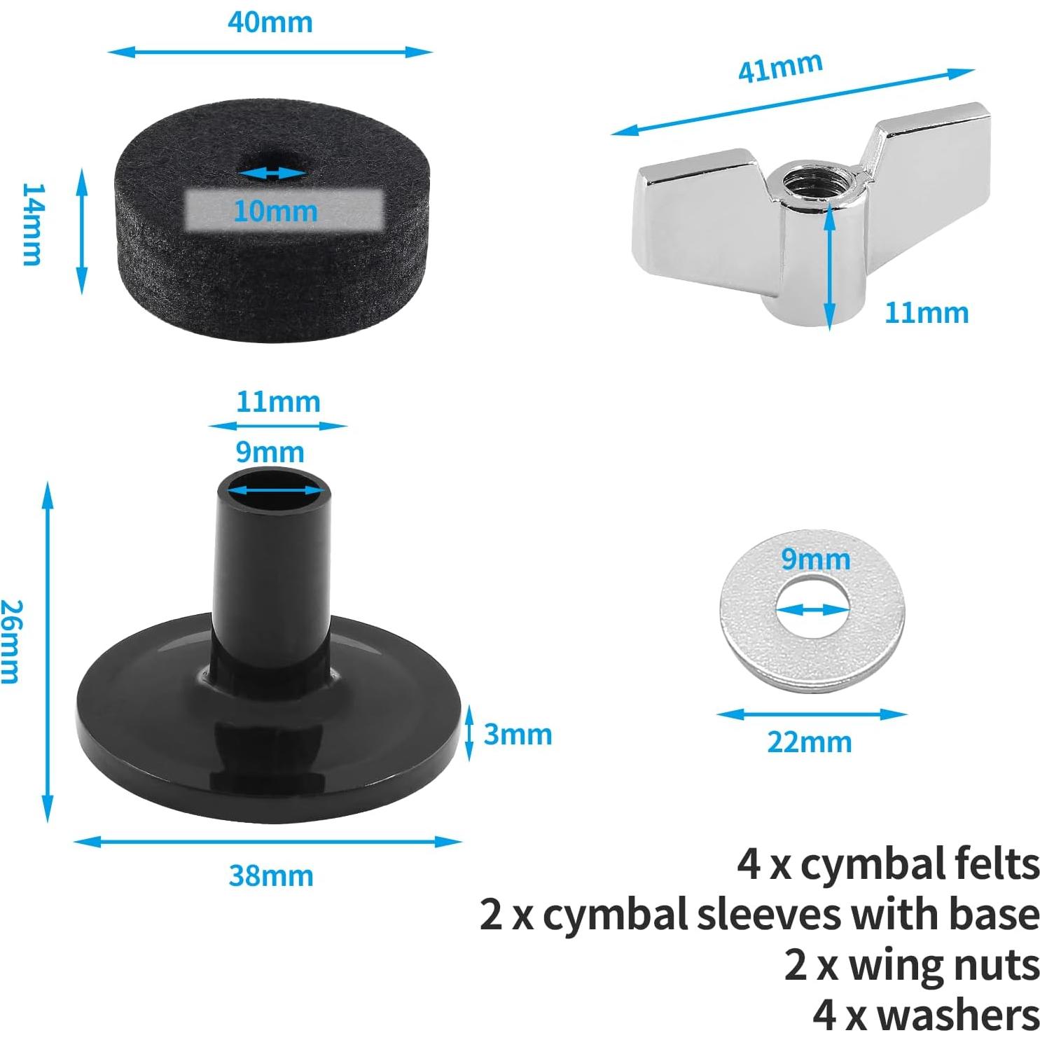 Biaungdo Set 12 Accesorios Reemplazo Platillos Batería Negro