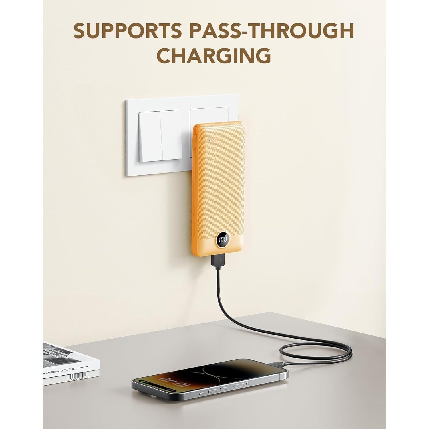 Cargador Portátil VRURC 10000mAh con Cables Integrados