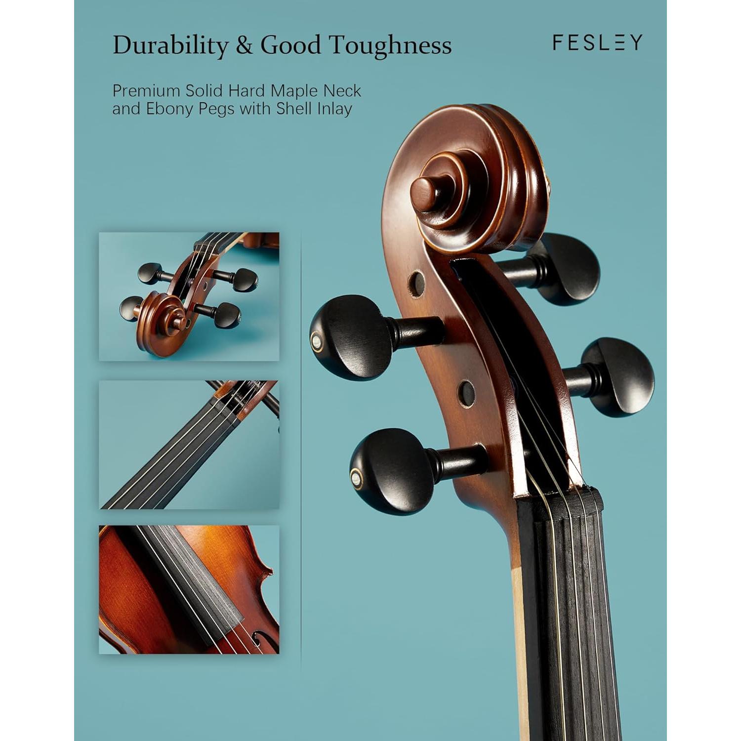 Fesley Violín 4/4 Mate Completo para Principiantes