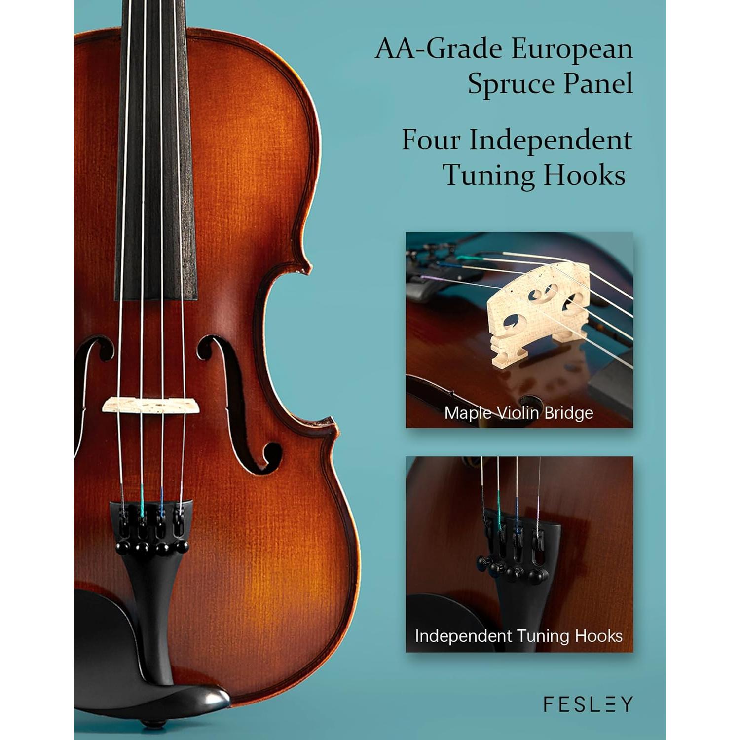 Fesley Violín 4/4 Mate Completo para Principiantes
