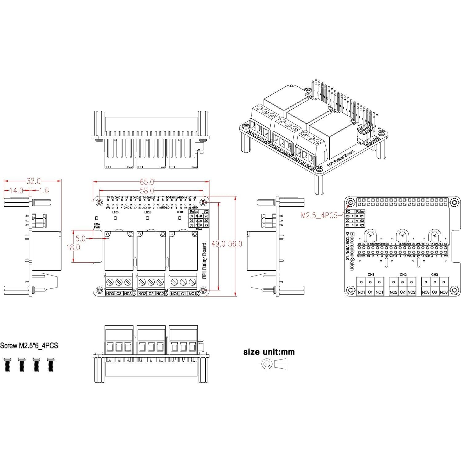 Módulo de Relé de Potencia Electronics-Salon para Raspberry Pi