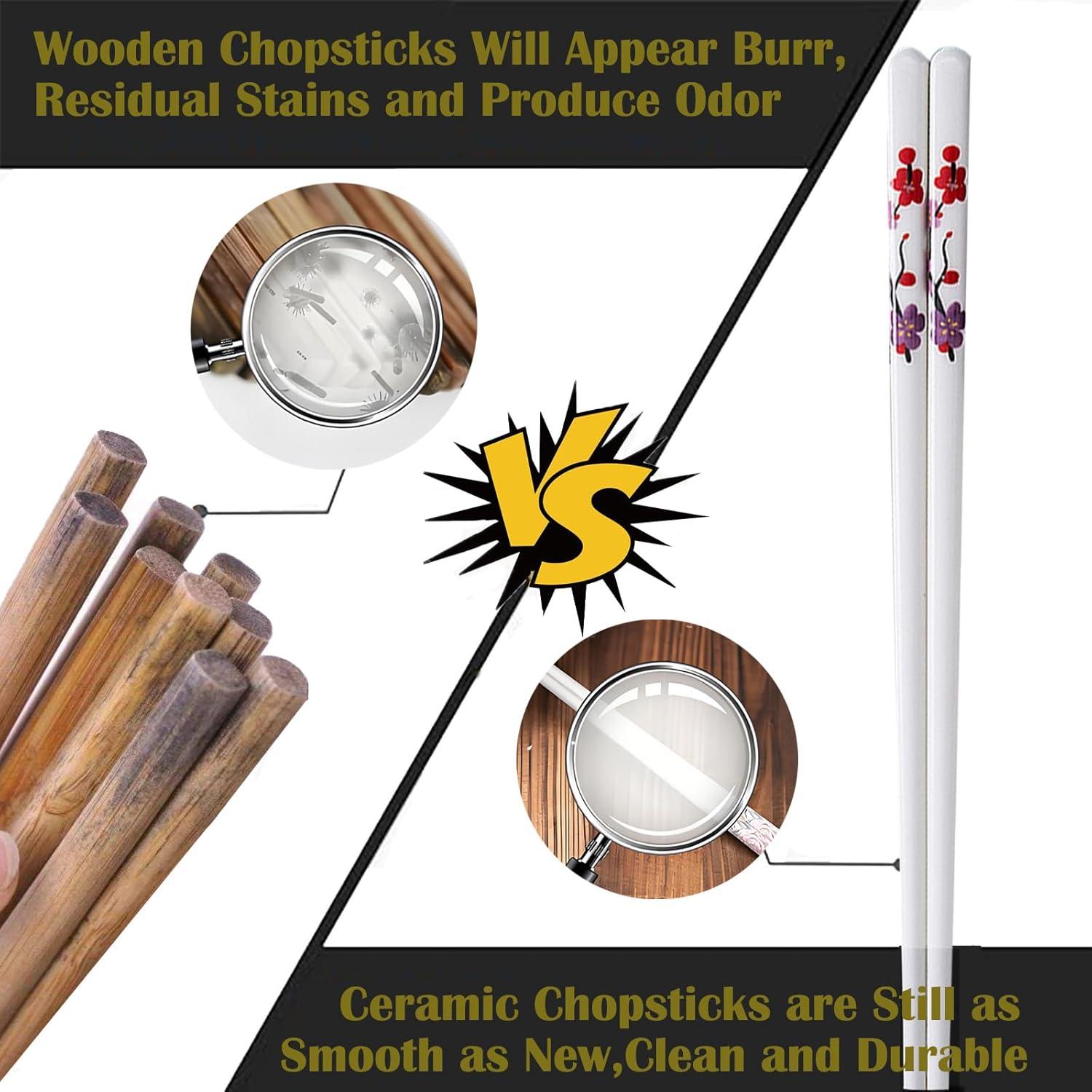 Juego de Palillos de Porcelana Reutilizables GTIEDIK 24 cm