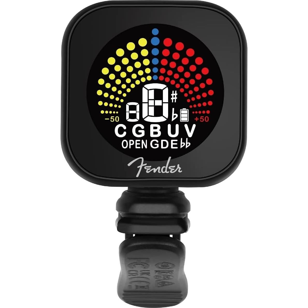 Afinador Recargable Fender Flash 2.0 Clip-On Negro