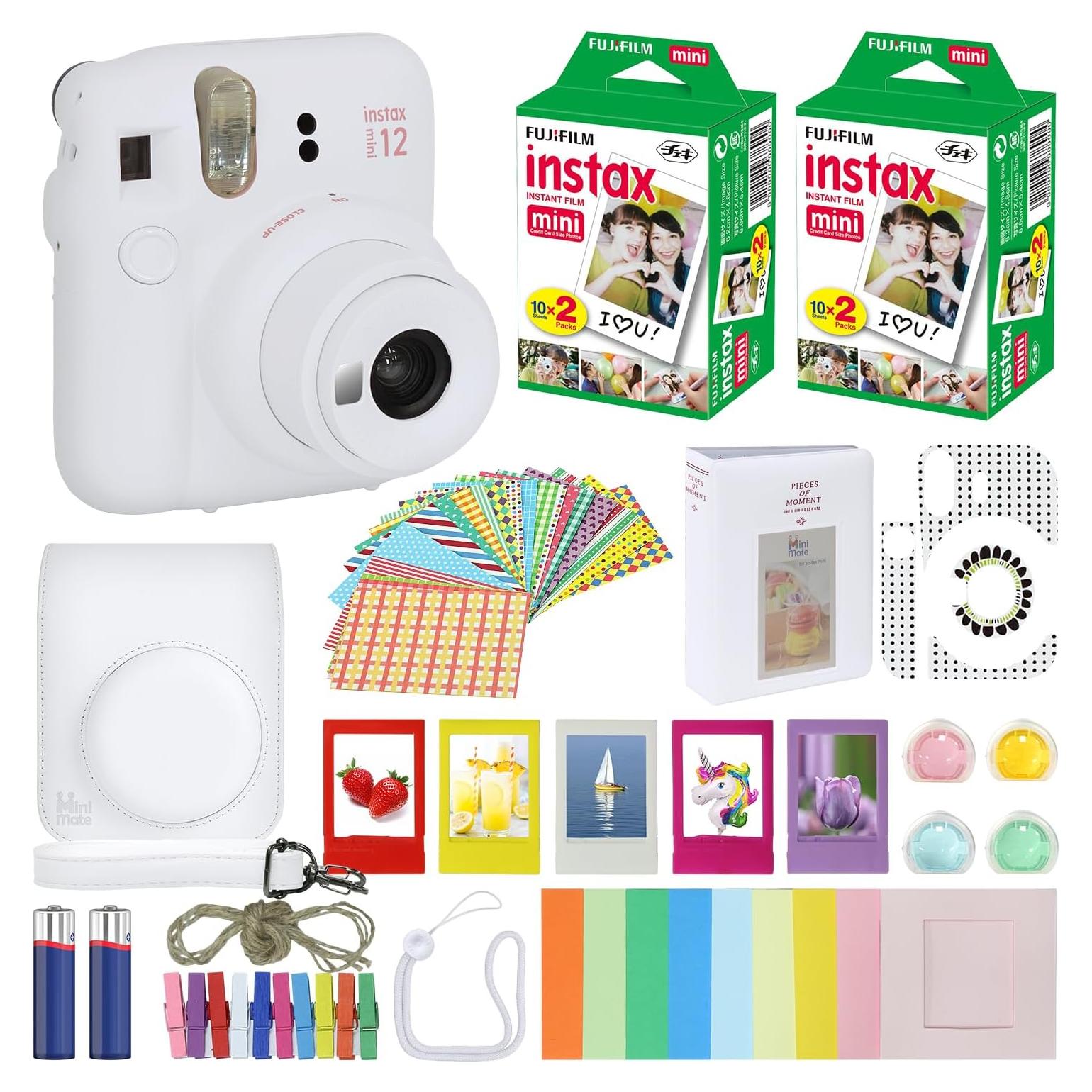 Cámara Instantánea Fujifilm Instax Mini 12 Blanca Arcilla + Funda + 40 Películas