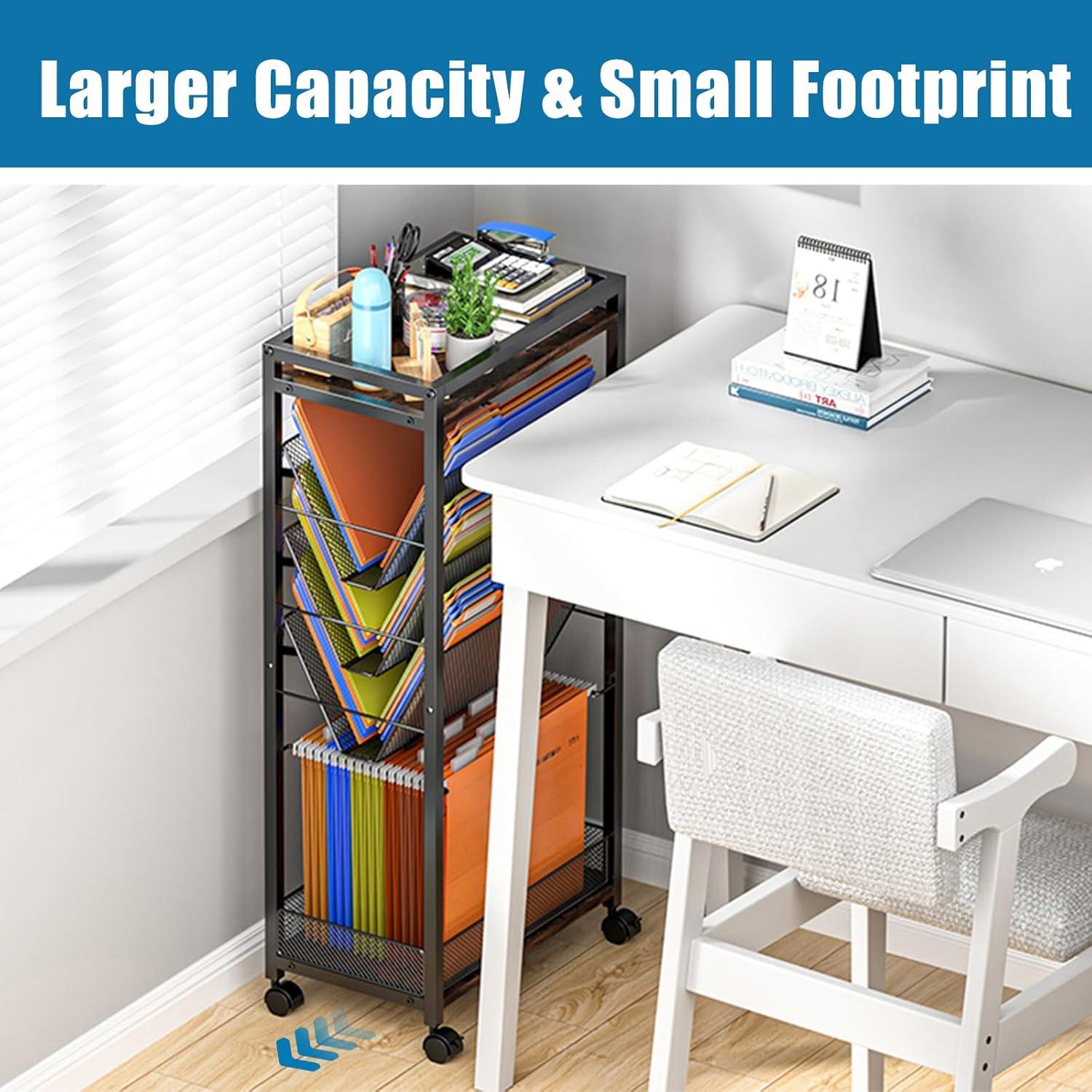 Carro Rodante de Archivos LIDTOP 8 Niveles Negro MDF y Metal