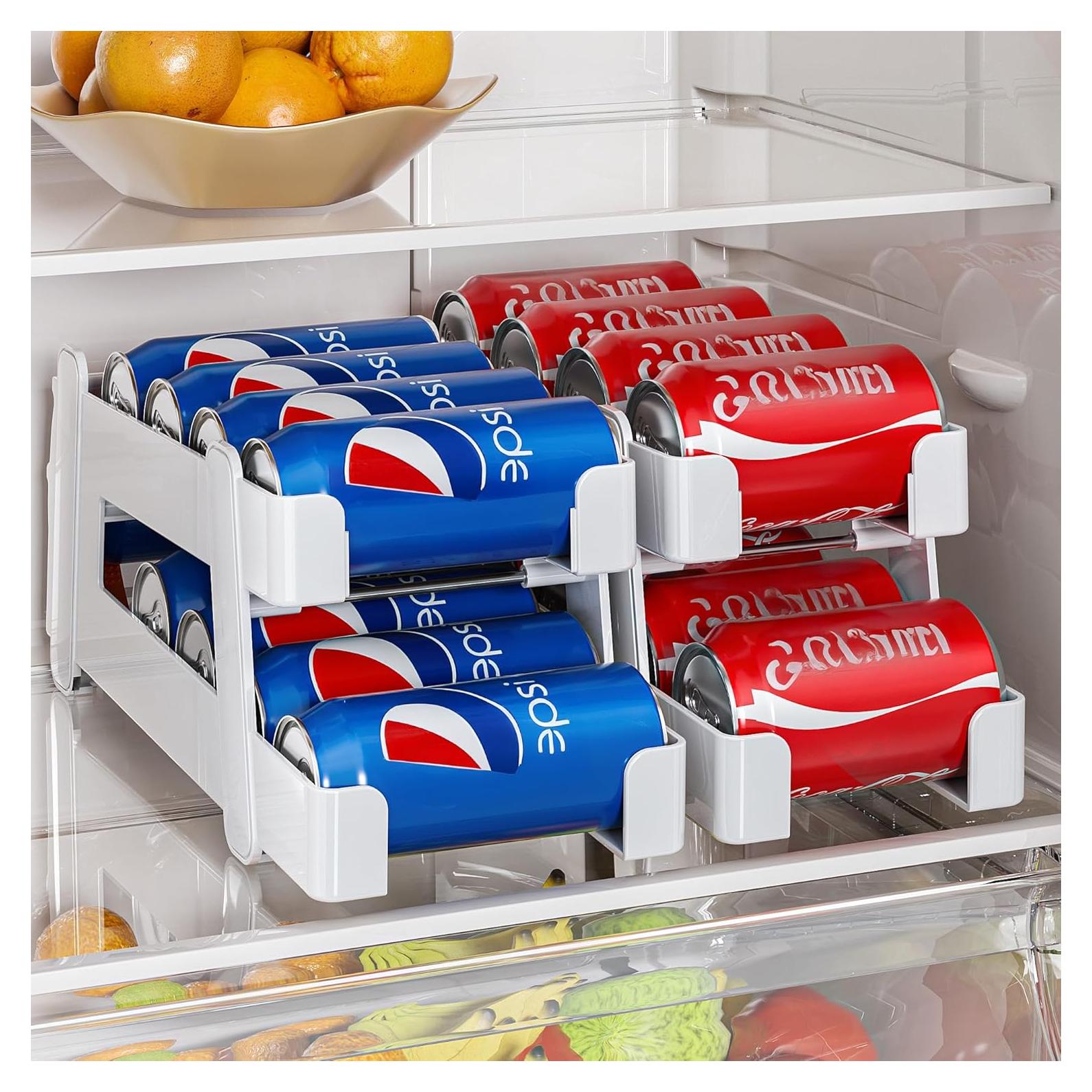 Organizador de Latas de Soda LAMU 2 Pack Blanco, Ajustable