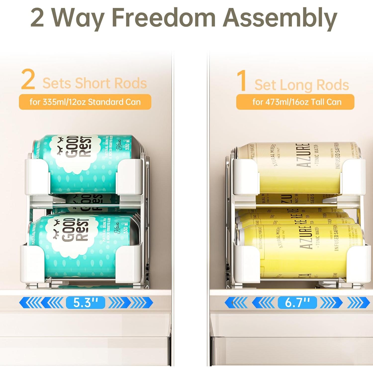 Organizador de Latas de Soda LAMU 2 Pack Blanco, Ajustable