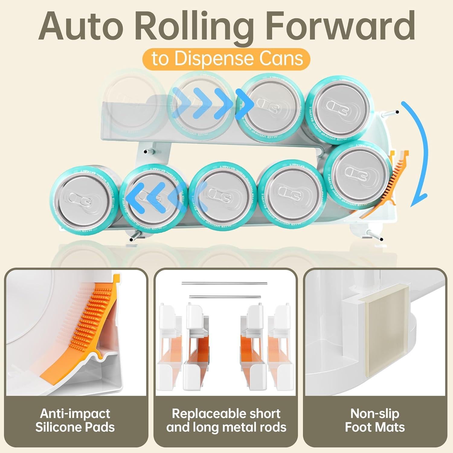 Organizador de Latas de Soda LAMU 2 Pack Blanco, Ajustable