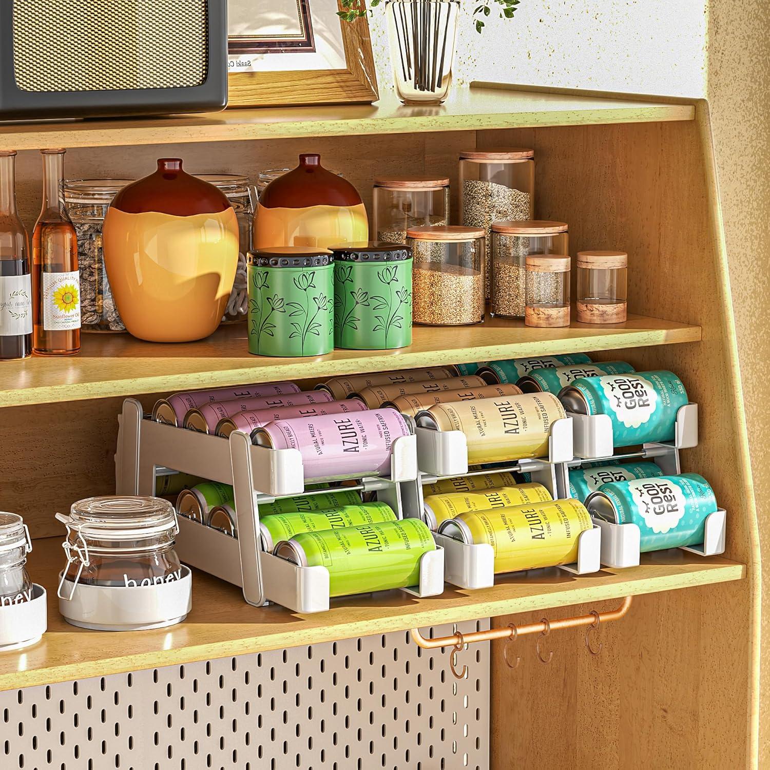 Organizador de Latas de Soda LAMU 2 Pack Blanco, Ajustable