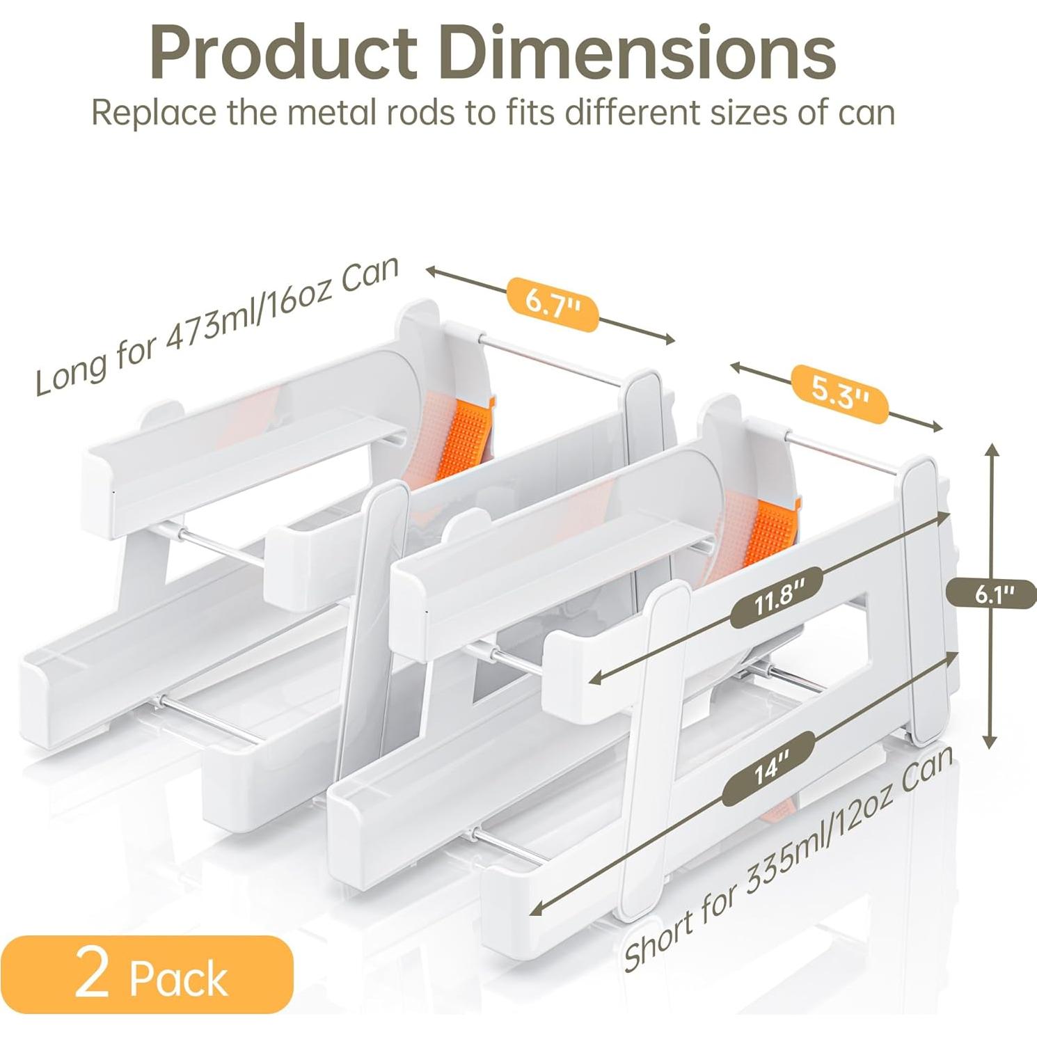 Organizador de Latas de Soda LAMU 2 Pack Blanco, Ajustable